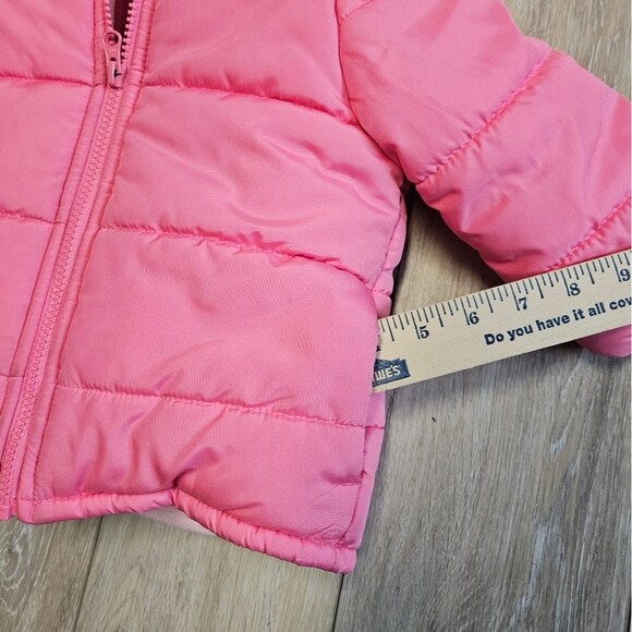 Carter's Pink Puffer Jacket Winter Coat Sherpa Hood Girl's Toddlers 24M Pastel - Picture 4 of 9